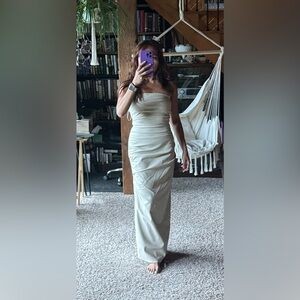 Zara faux leather crème dress